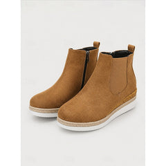 Clemence | Cushioned Wedge Ankle Boots with Braided Trim - Brown