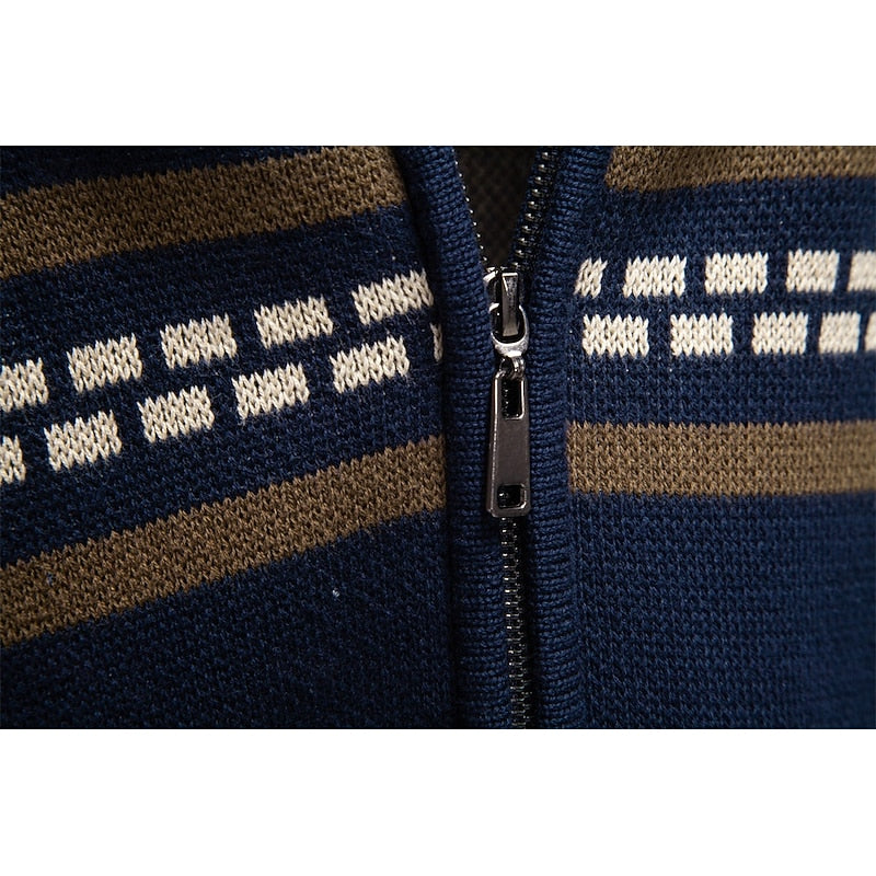 Alistair | Classic Fair Isle Cardigan with Stand Collar