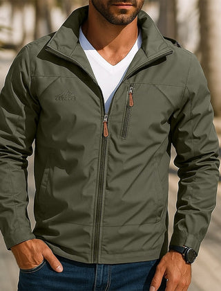 Duncan | Relaxed Outdoor Jacket with Stand Collar - Army Green
