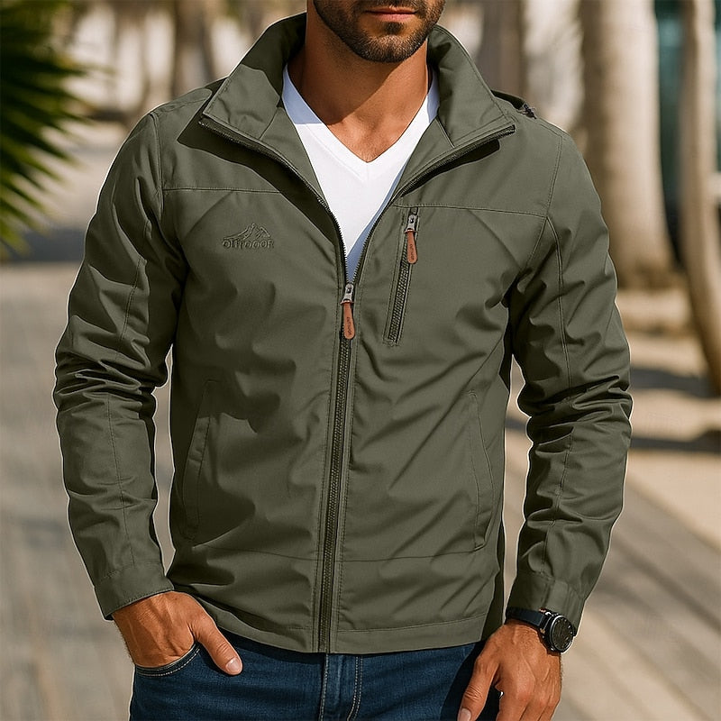 Duncan | Relaxed Outdoor Jacket with Stand Collar - Army Green