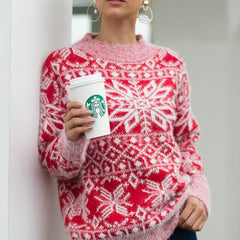 Liesel | Fluffy Snowflake Christmas Jumper with Crew Neck