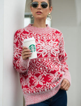 Liesel | Fluffy Snowflake Christmas Jumper with Crew Neck