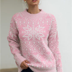 Liesel | Fluffy Snowflake Christmas Jumper with Crew Neck