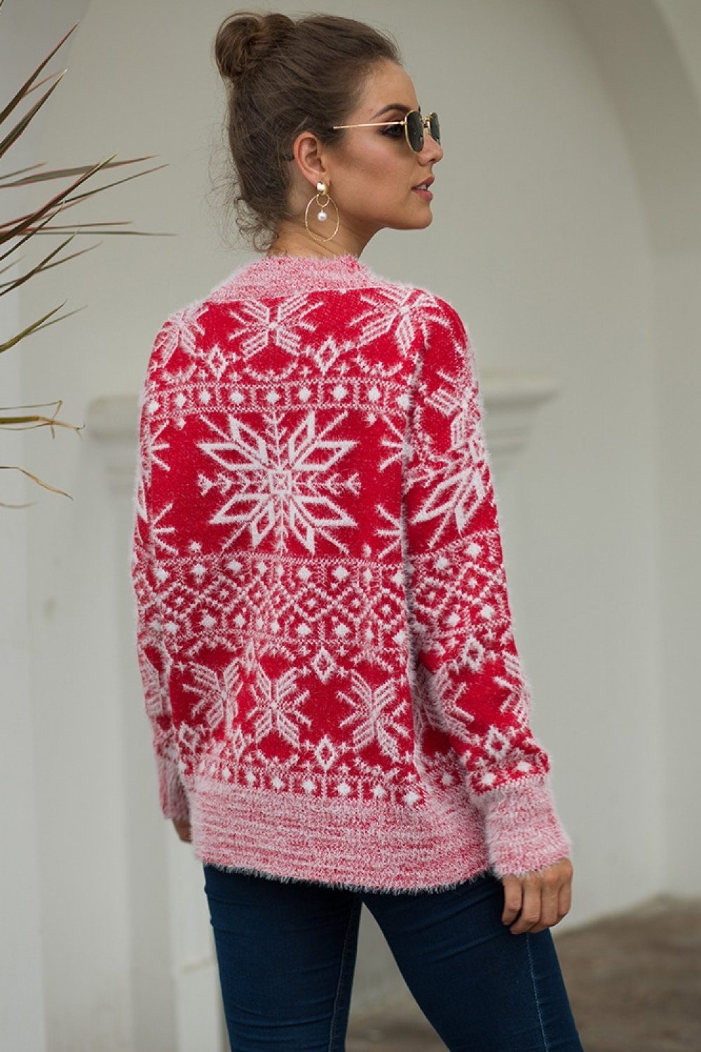 Liesel | Fluffy Snowflake Christmas Jumper with Crew Neck