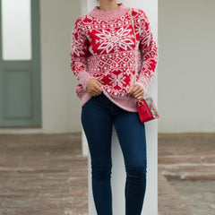 Liesel | Fluffy Snowflake Christmas Jumper with Crew Neck