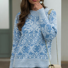 Liesel | Fluffy Snowflake Christmas Jumper with Crew Neck