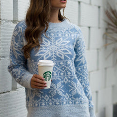 Liesel | Fluffy Snowflake Christmas Jumper with Crew Neck