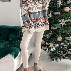 Abigail | Reindeer Christmas Jumper with Ribbed Crew Neck