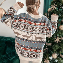 Abigail | Reindeer Christmas Jumper with Ribbed Crew Neck