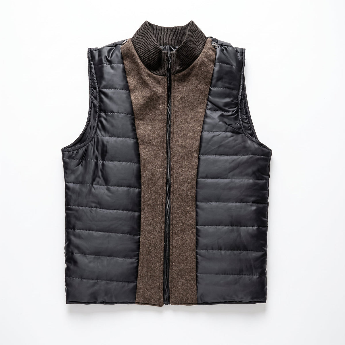 Longline Layered Overcoat with Detachable Quilted Vest