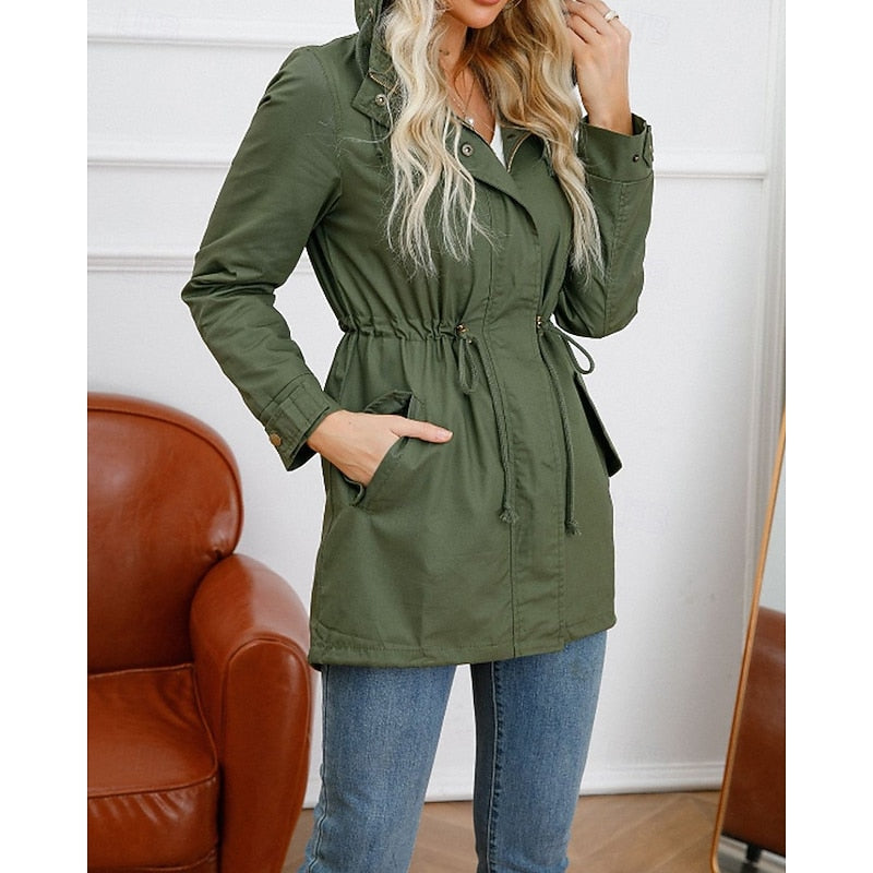 Gwendolyn | Hooded Utility Coat with Drawstring Waist