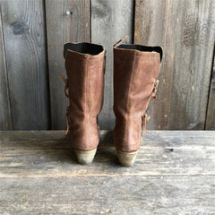 Tessa | Stacked Heel Mid-Calf Boots with Twin Side Zips