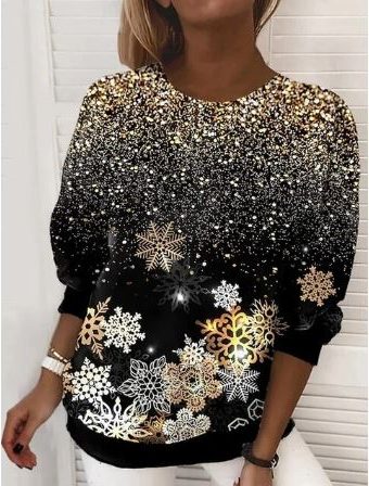 Elowen | Oversized Glitter Christmas Jumper with Sparkle Print