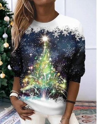Elowen | Oversized Glitter Christmas Jumper with Sparkle Print