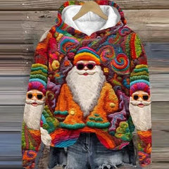 Belle | Relaxed Christmas Hoodie with Embroidered-Look Santa Print