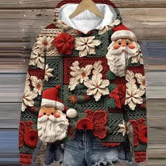 Belle | Relaxed Christmas Hoodie with Embroidered-Look Santa Print