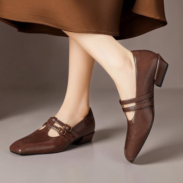 Florence | Brogue Mary Jane Shoes with Double Buckle Straps