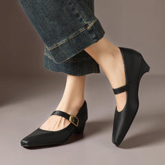 Daphne | Panelled Mary Jane Heels with Statement Buckle