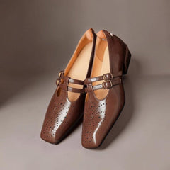 Florence | Brogue Mary Jane Shoes with Double Buckle Straps