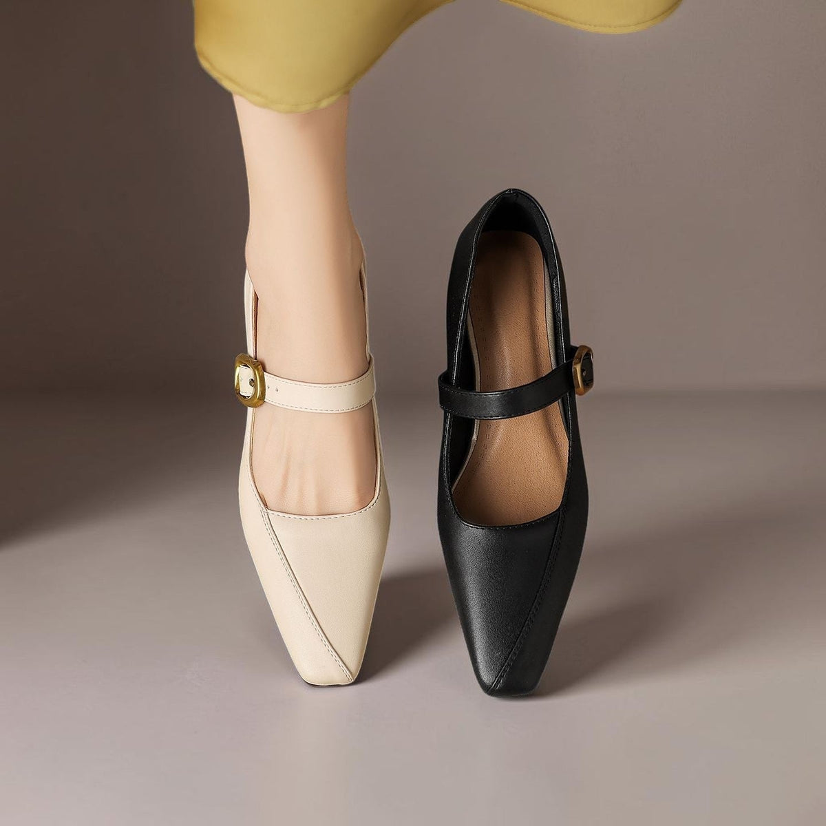 Daphne | Panelled Mary Jane Heels with Statement Buckle