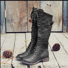 Marianne | Knee-High Lace-Up Boots with Buckle Detail