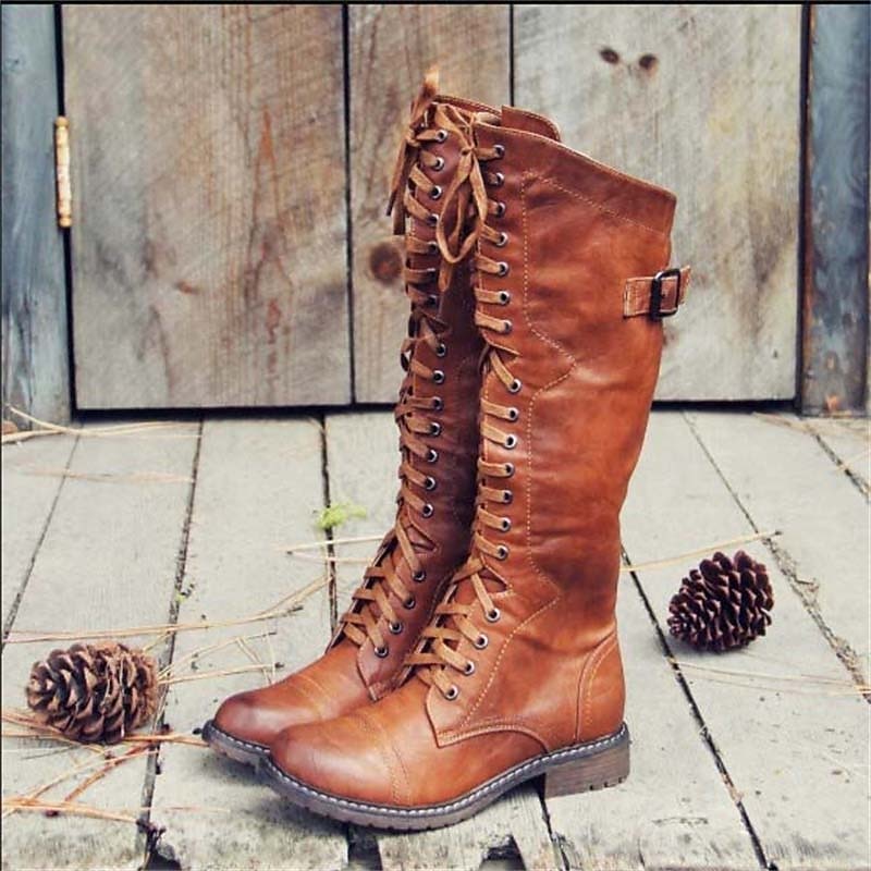Marianne | Knee-High Lace-Up Boots with Buckle Detail
