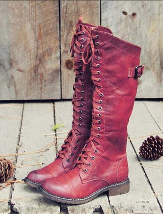 Marianne | Knee-High Lace-Up Boots with Buckle Detail