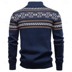 Alistair | Classic Fair Isle Cardigan with Stand Collar