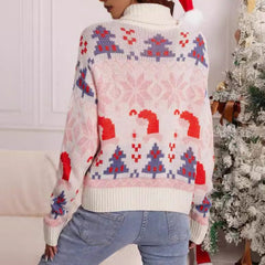 Joy | Roll-Neck Christmas Jumper with Snowflake and Tree Motifs