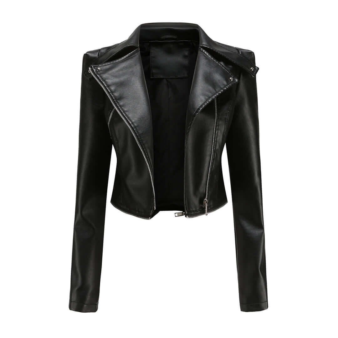 Zaria | Women's Chic Leather Jacket with Double Zip Detail