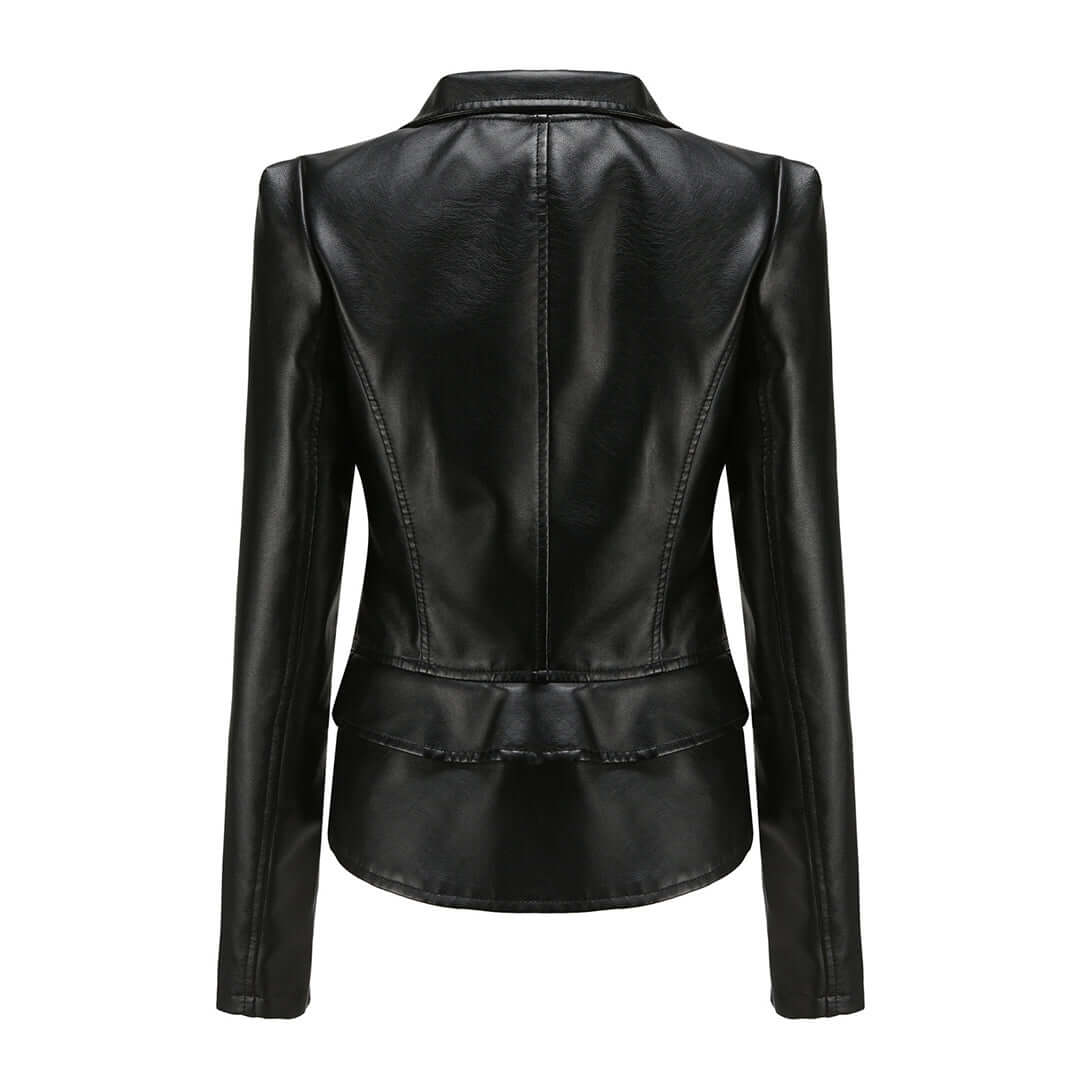 Zaria | Women's Chic Leather Jacket with Double Zip Detail