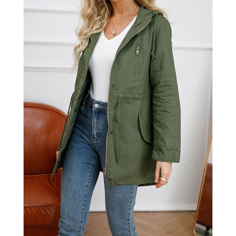Gwendolyn | Hooded Utility Coat with Drawstring Waist